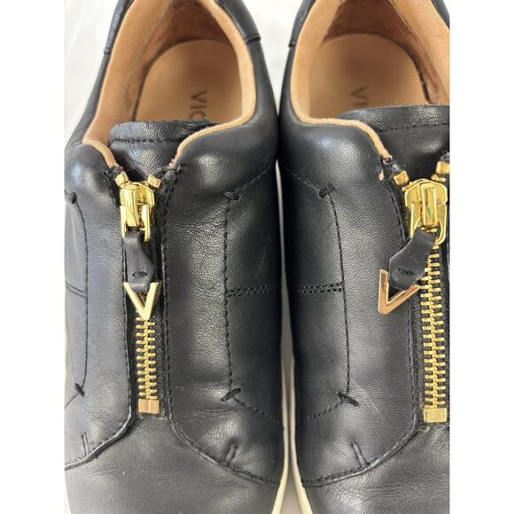 Vionic Splendid Ellis Sneakers Black Leather 7.5 Zip Up Orthotic Arch Support - Picture 5 of 9